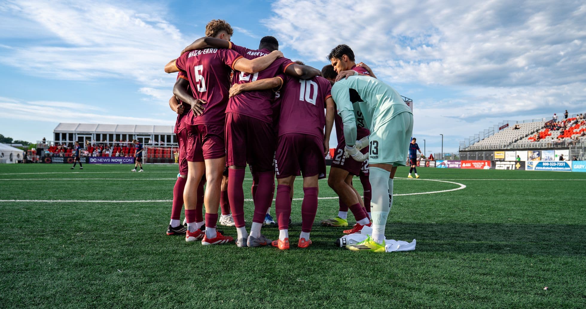 Team huddle before the match