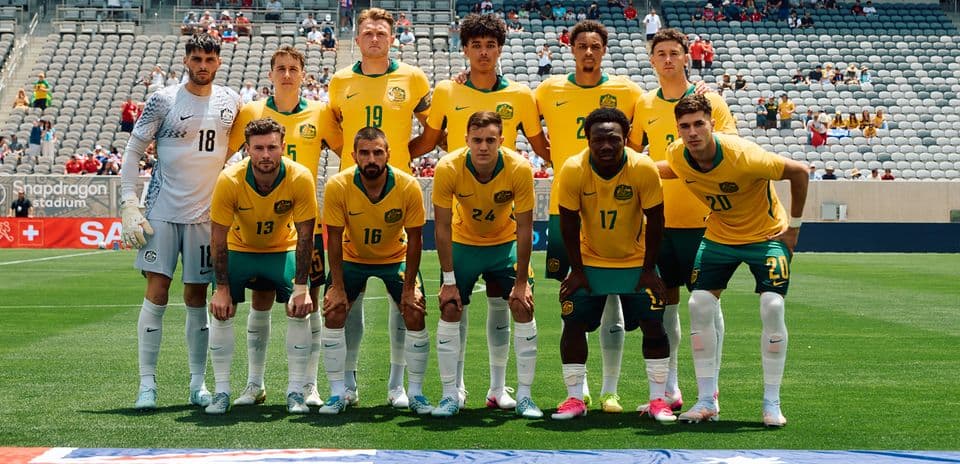 Australia national football team lineup on field