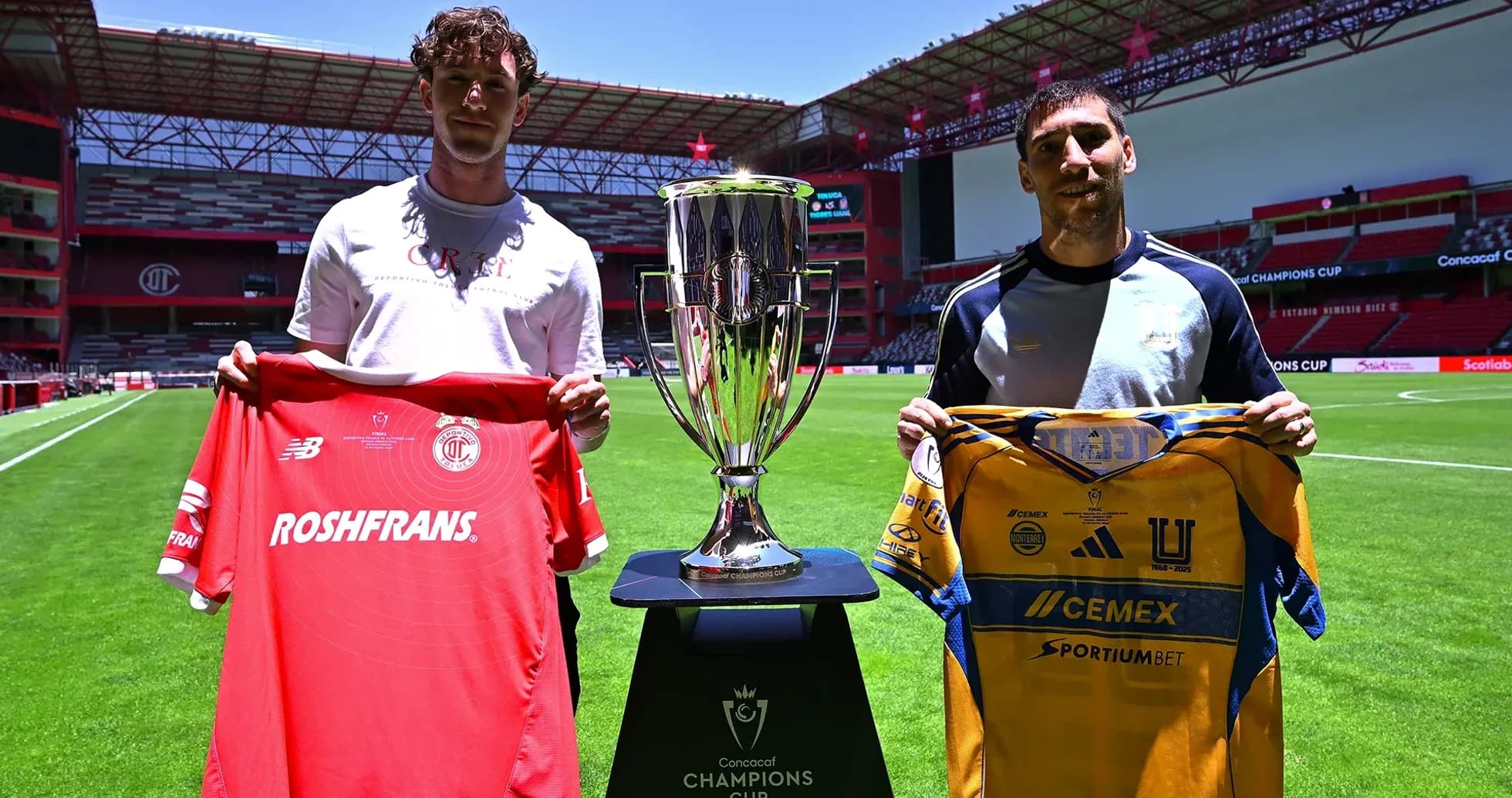 Players holding jerseys before CONCACAF match
