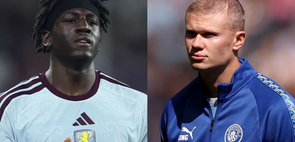 Two football players in their team kits
