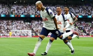 Tottenham players celebrating a goal during match