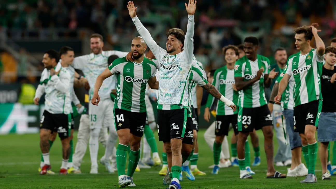 Real Betis players celebrating after the match