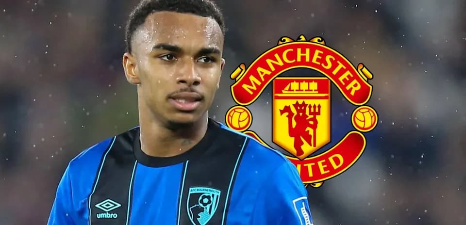 Player in AFC Bournemouth kit with Manchester United logo