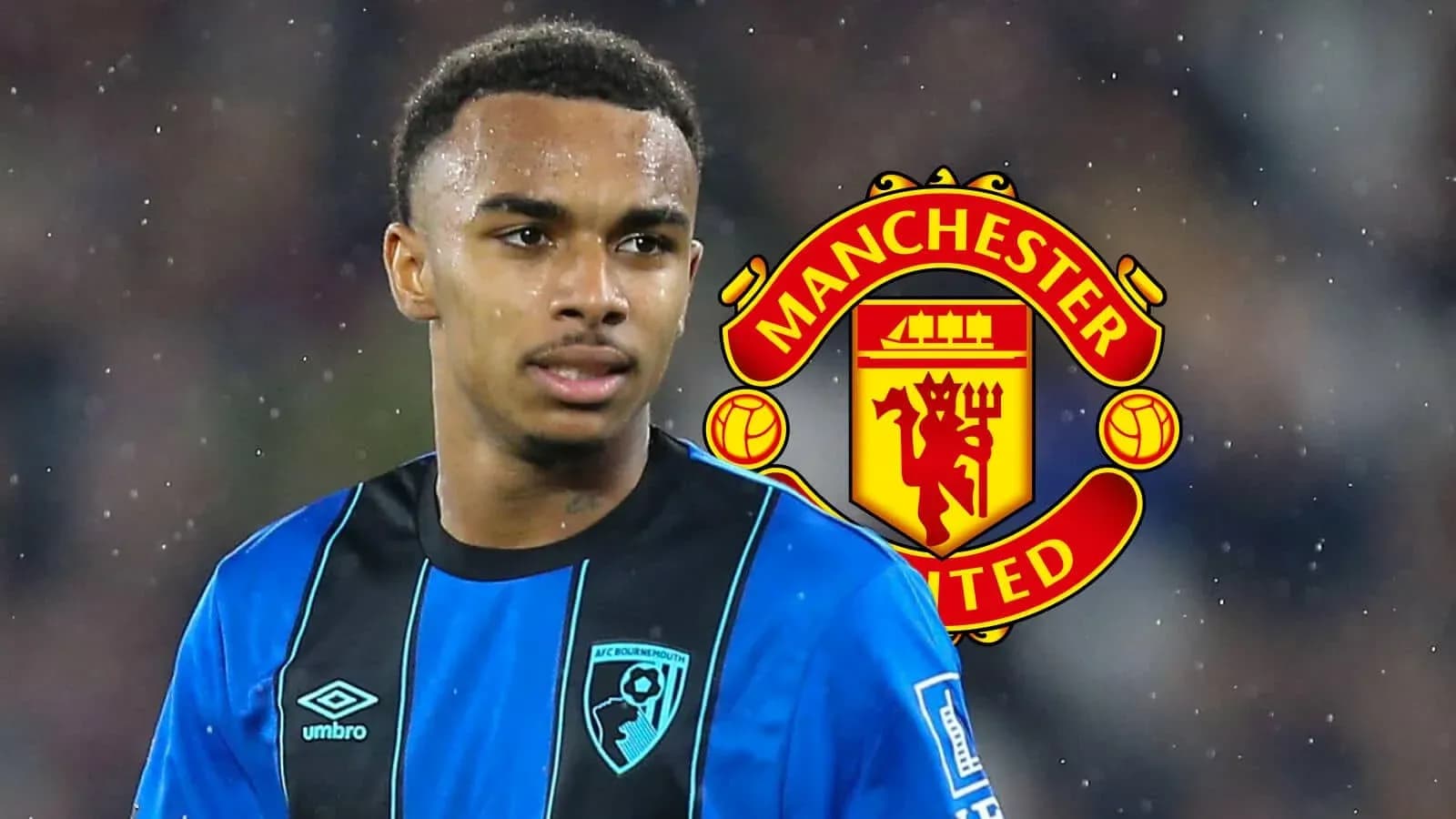 Player in AFC Bournemouth kit with Manchester United logo