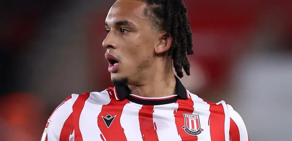 Stoke City player in striped jersey during match