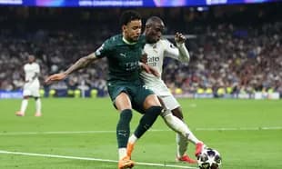 Player contesting for the ball during match