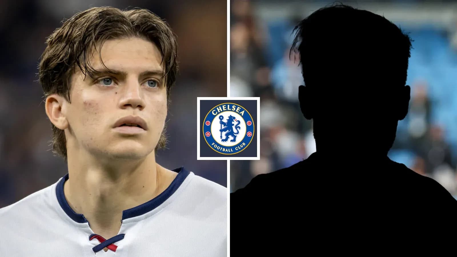 Young player with Chelsea FC logo beside silhouette