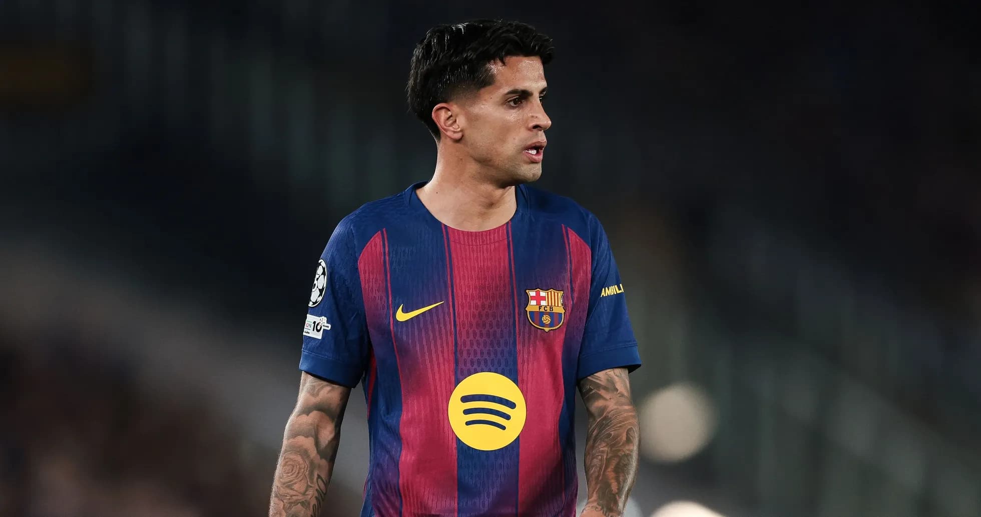 Barcelona player during match on the field