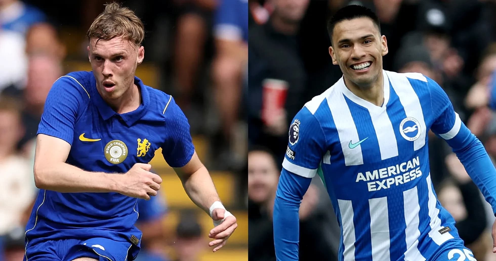 Players from Chelsea and Brighton during match