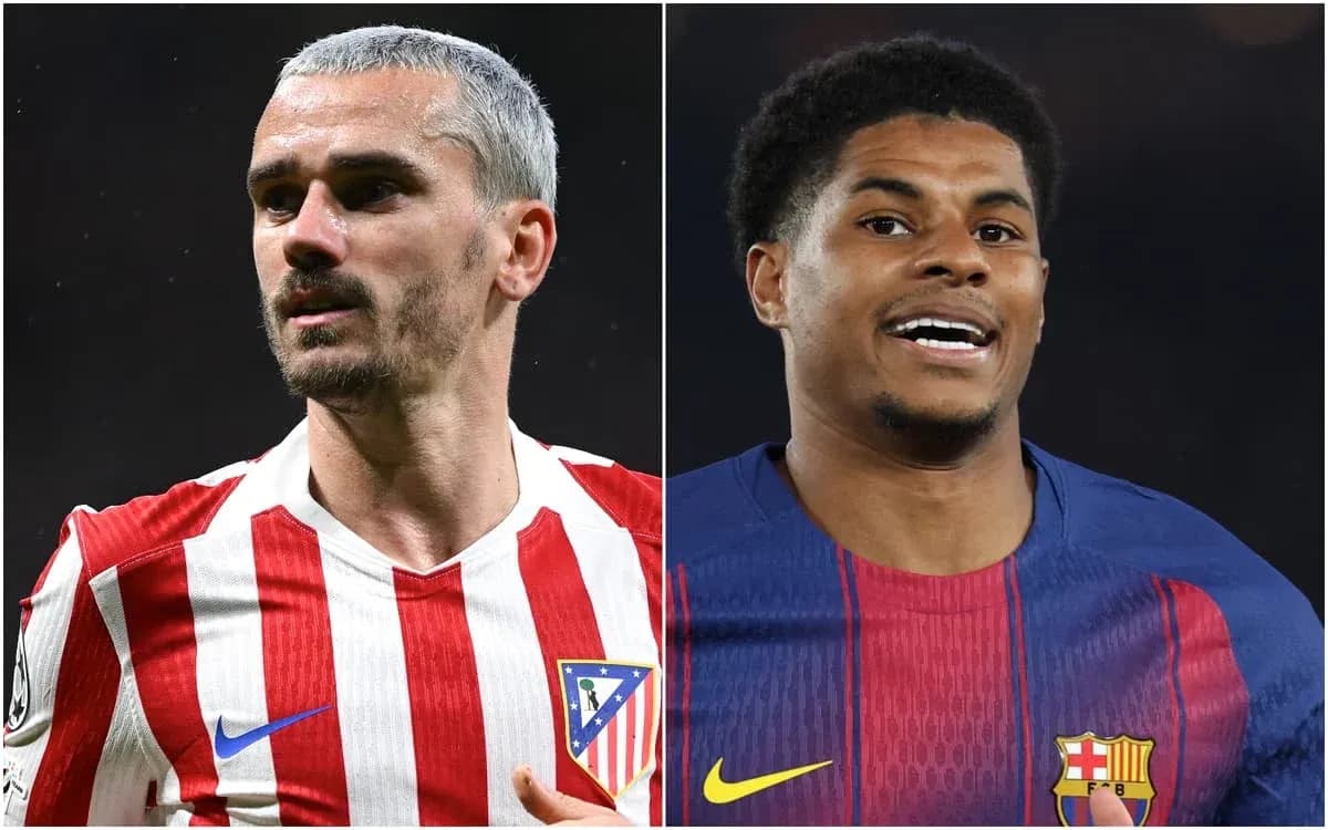 Antoine Griezmann and Marcus Thuram in team jerseys