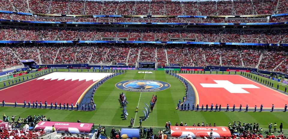 Qatar and Switzerland flags at World Cup match
