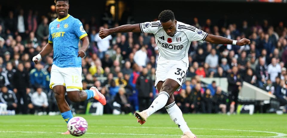 Fulham player shooting during Wolves match
