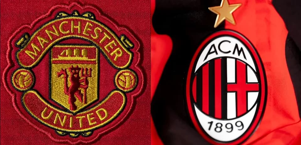 Logos of Manchester United and AC Milan side by side