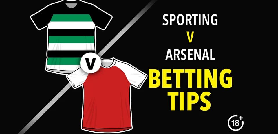 Sporting and Arsenal jerseys with betting tips text