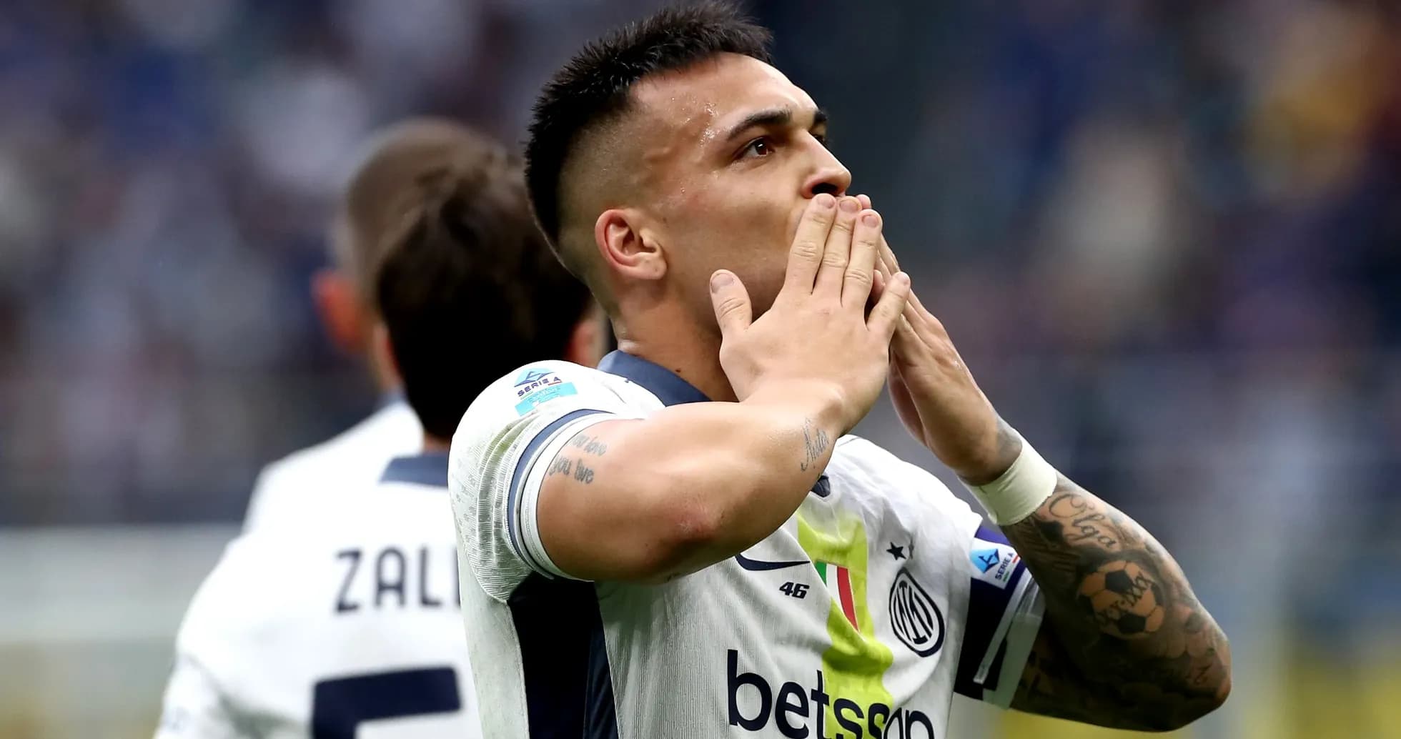 Inter player celebrating after scoring goal