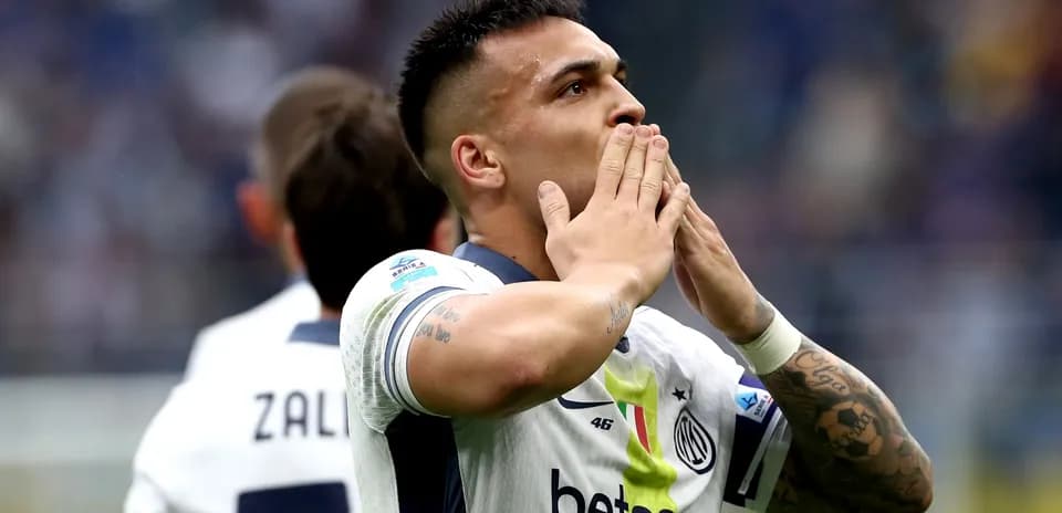 Inter player celebrating after scoring goal