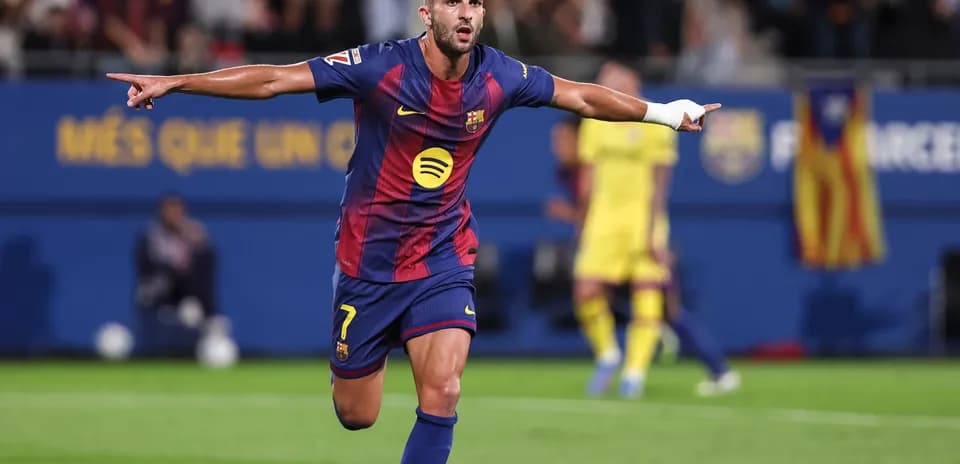 Barcelona player celebrating a goal during match