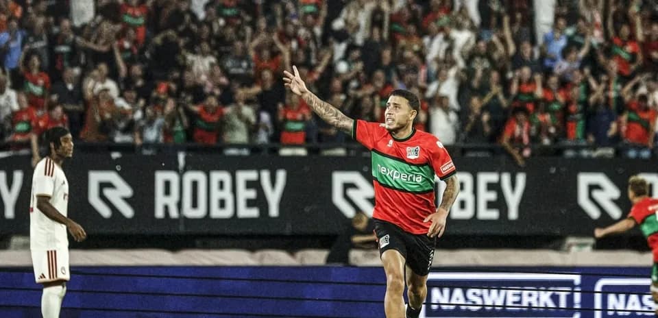 NEC Nijmegen player celebrating a goal
