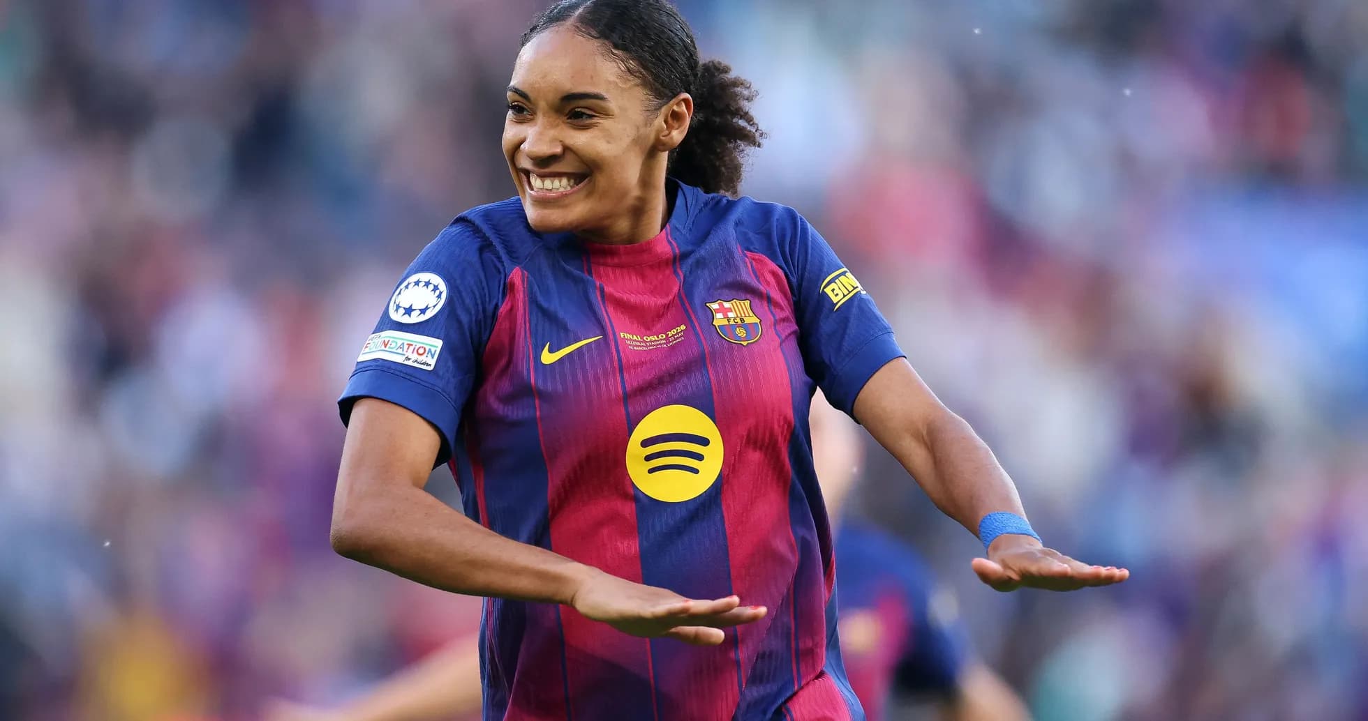 Barcelona player celebrating a goal during match