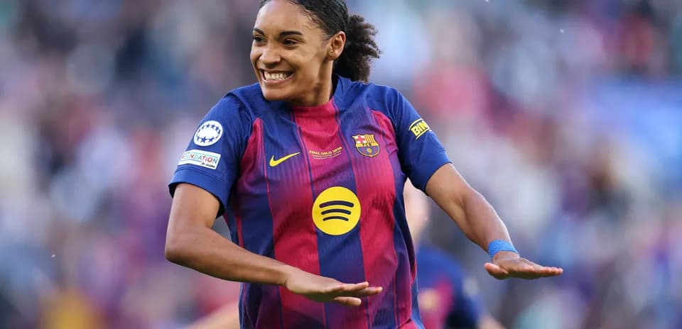 Barcelona player celebrating a goal during match