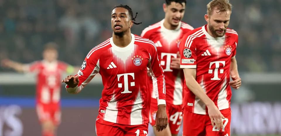 Bayern players celebrating during Champions League match