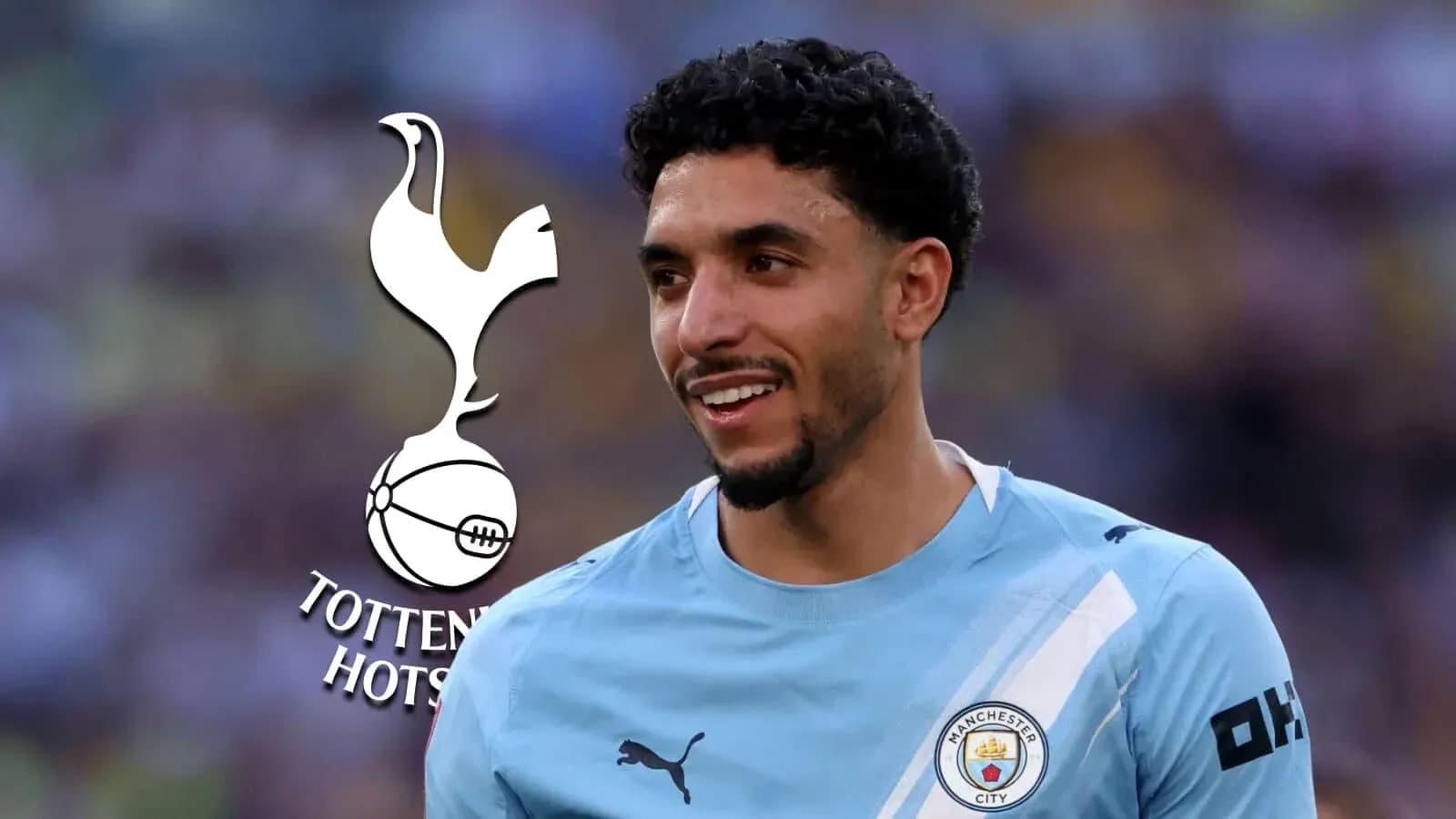 Player in Manchester City kit with Tottenham logo