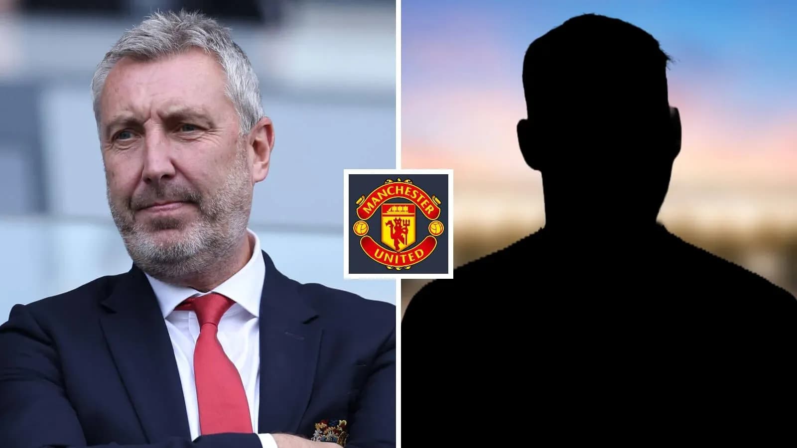 Football executive and silhouette with Manchester United logo