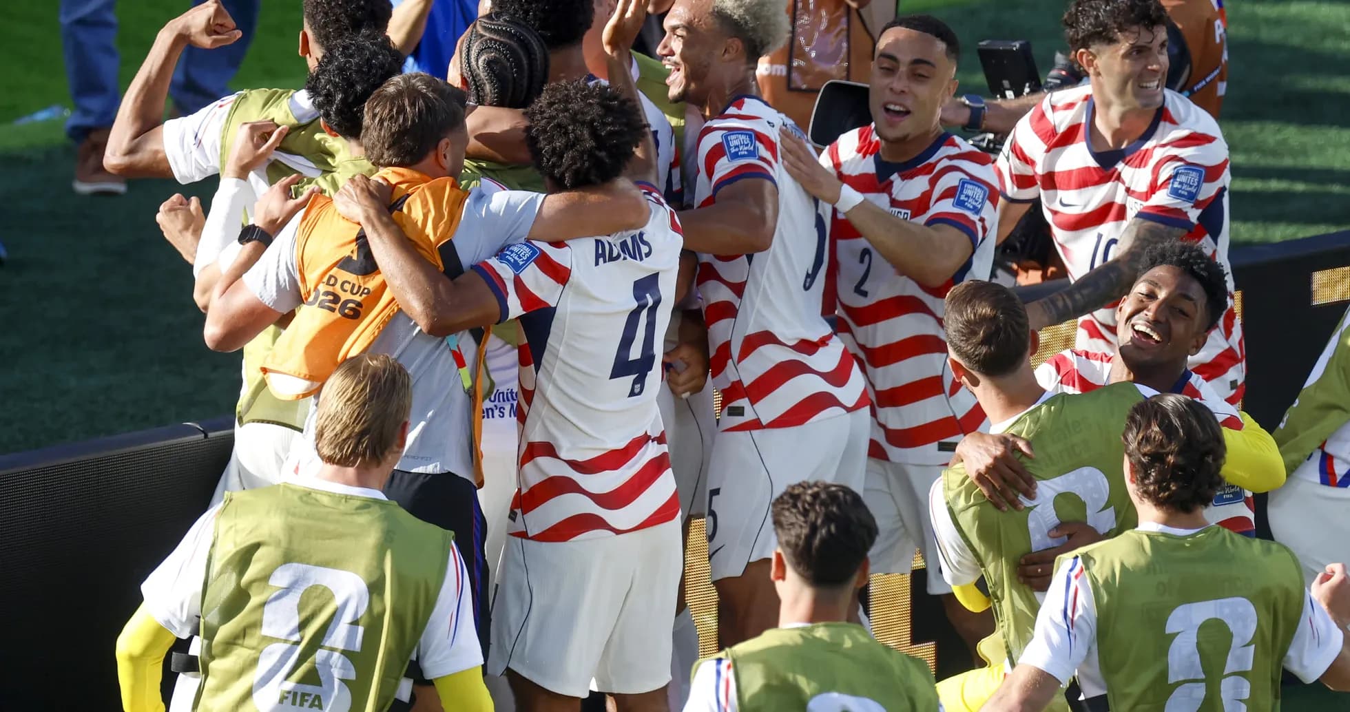 USA team celebrating during World Cup 2026 match