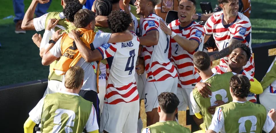 USA team celebrating during World Cup 2026 match
