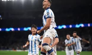 Real Sociedad player celebrating a goal