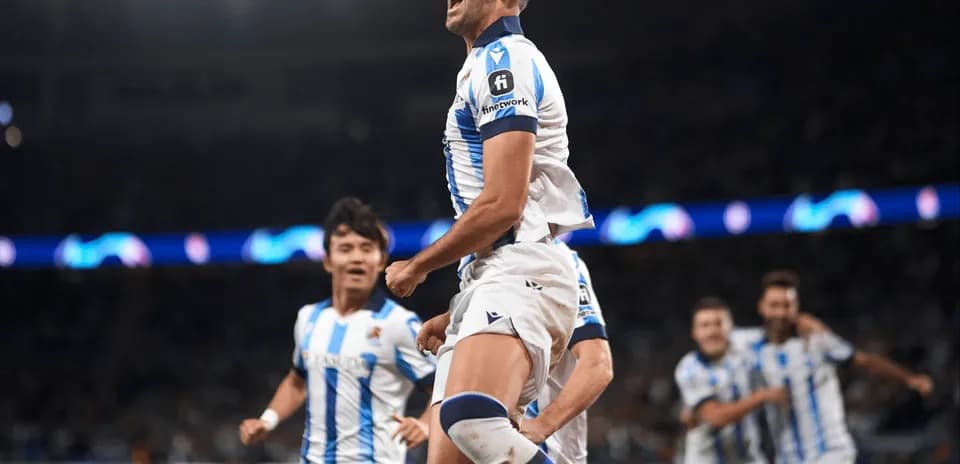Real Sociedad player celebrating a goal