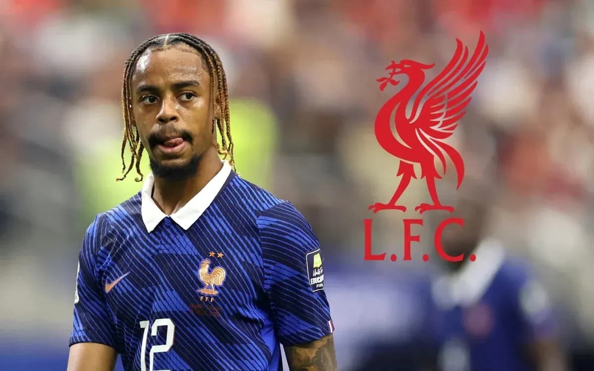 Player in France kit with Liverpool logo overlay
