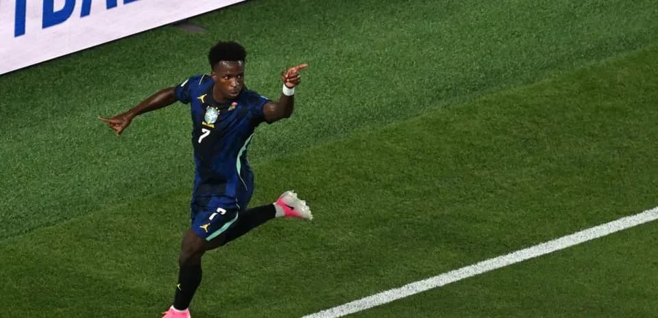 Player celebrating a goal on the field