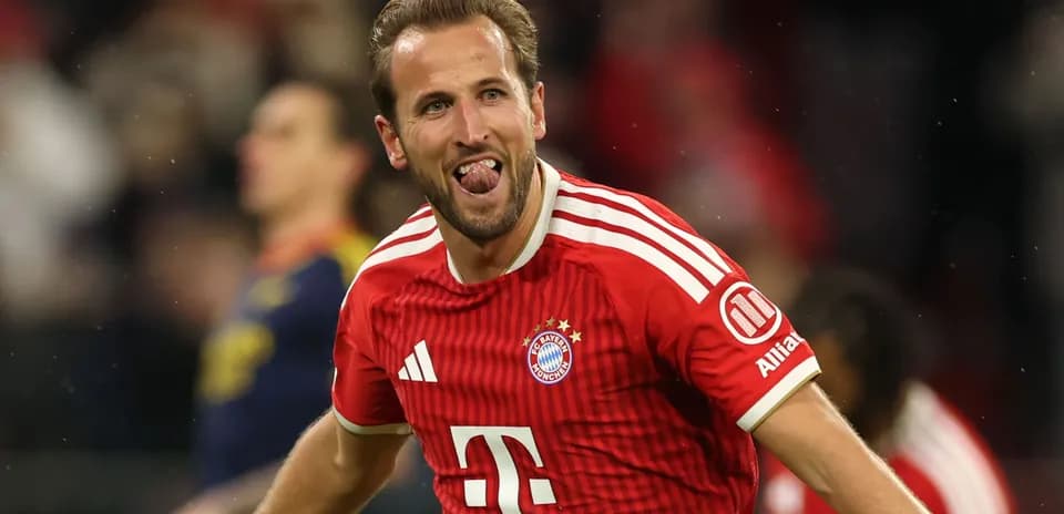 Player celebrating a goal in Bayern Munich jersey