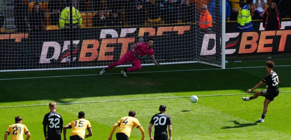 Penalty kick during Wolves vs Fulham match