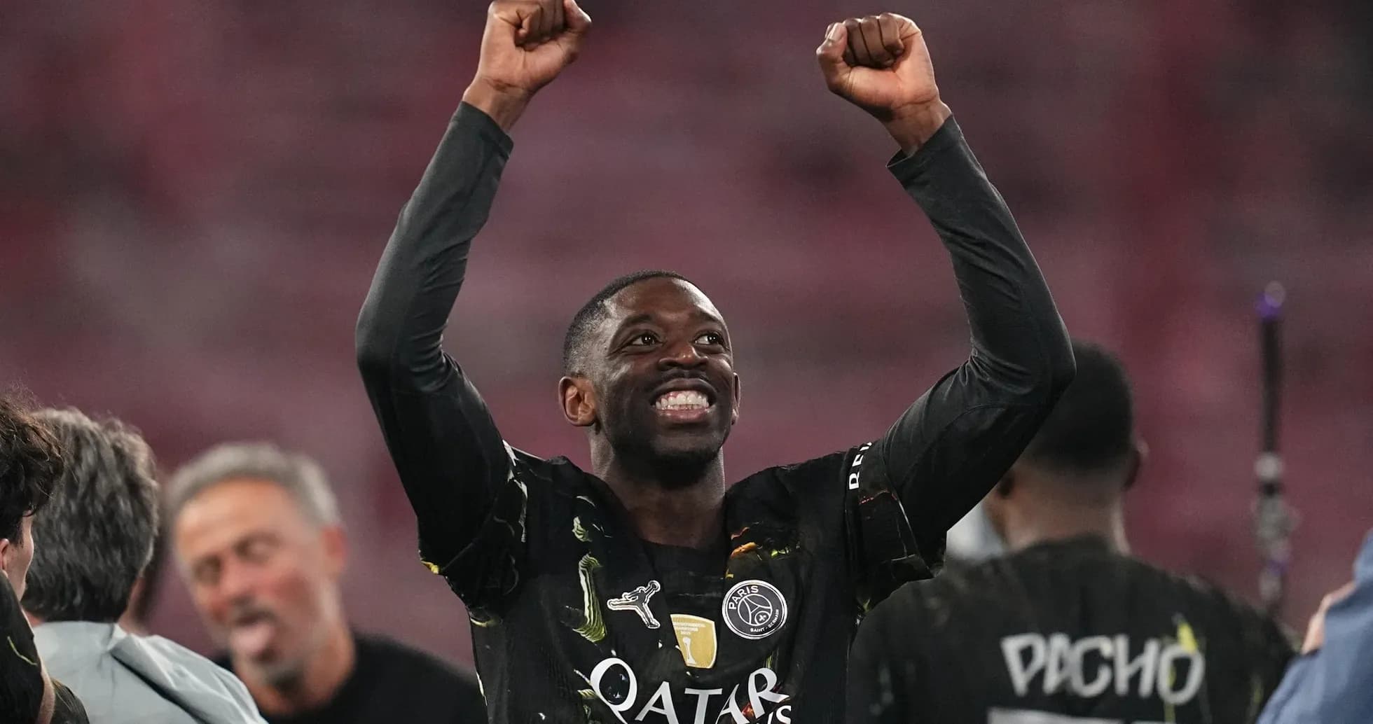 Player celebrating victory with raised arms