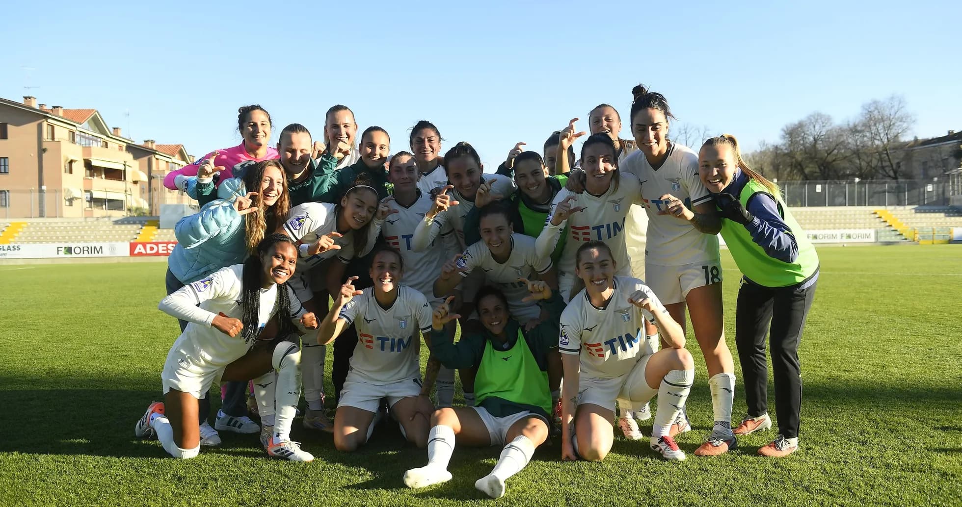 Lazio Women's team celebrating on the field