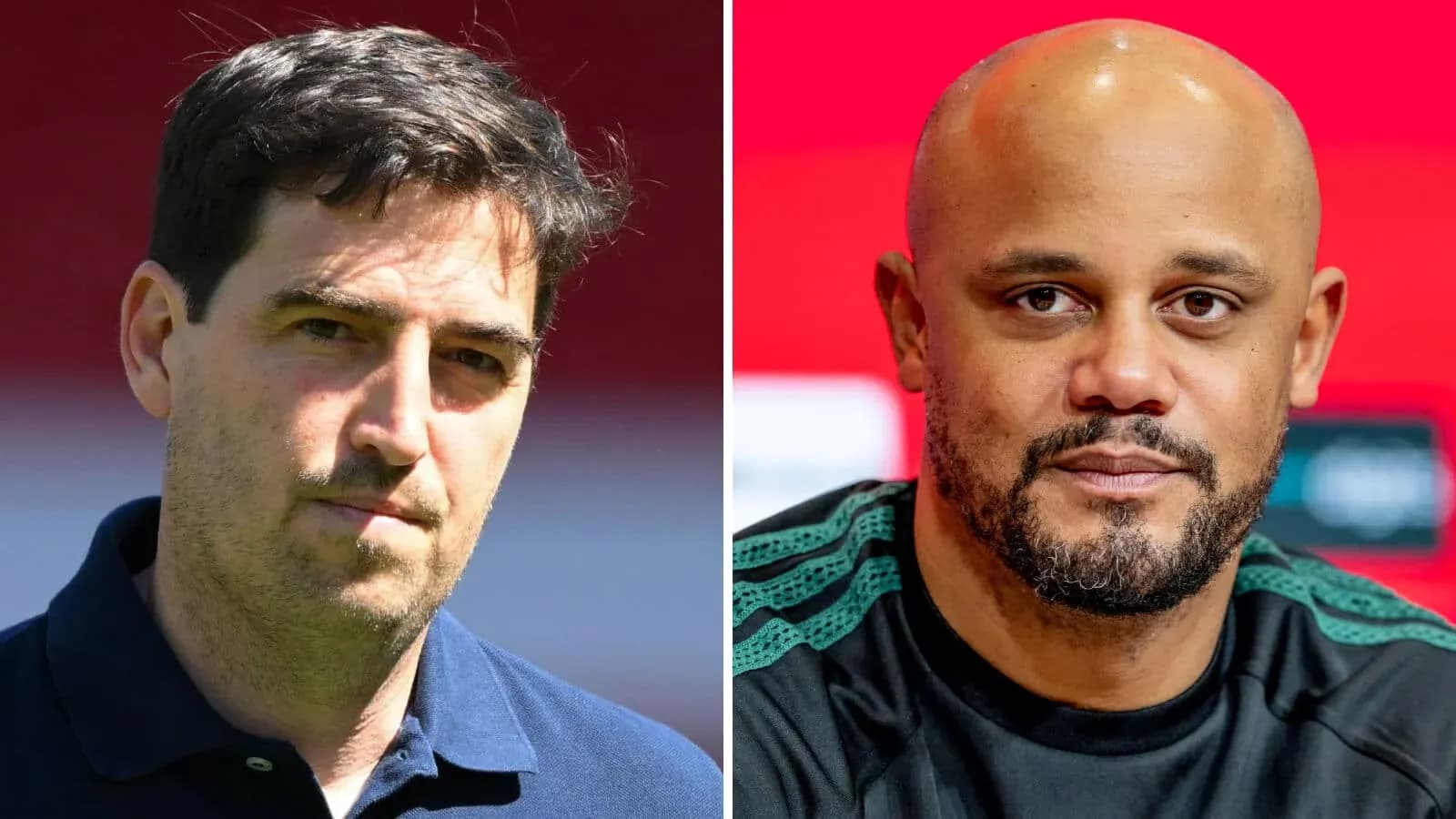 Two football managers in separate portraits