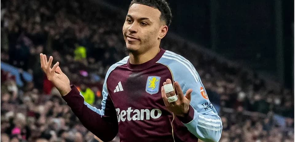 Player gesturing during match for Aston Villa