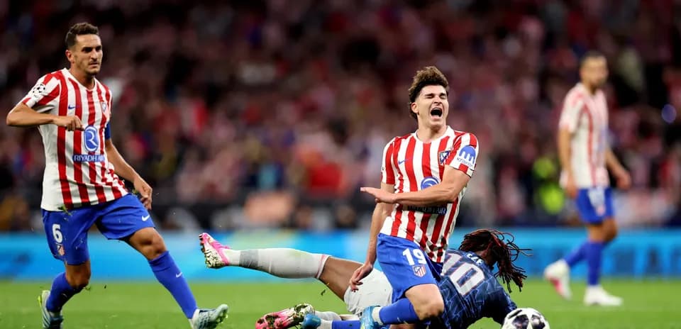Atletico Madrid players in action during match