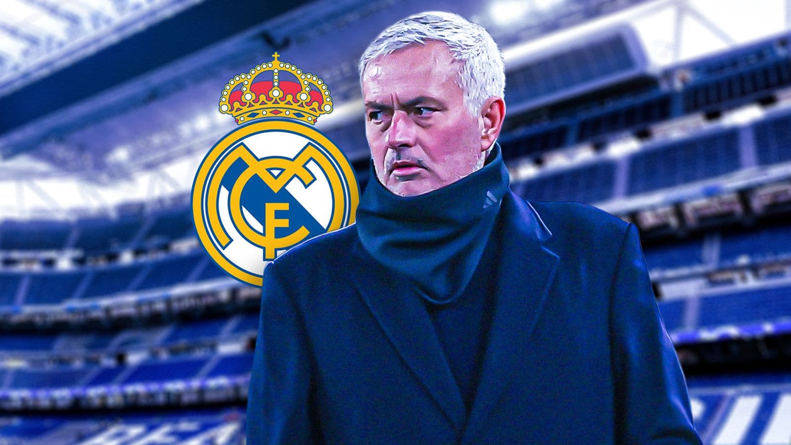 Manager standing in front of Real Madrid logo