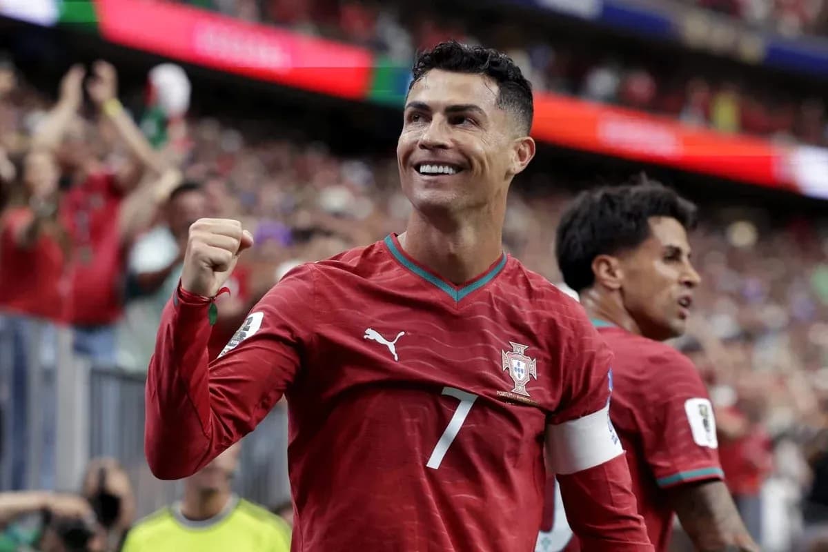 Cristiano Ronaldo celebrating during a match for Portugal