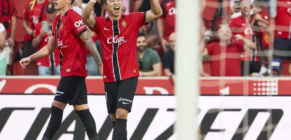 Mallorca players celebrating a goal during match