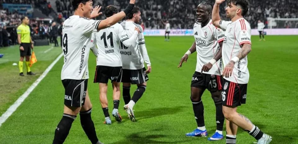 Beşiktaş players celebrating during a match