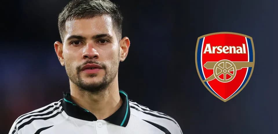 Player in jersey with Arsenal logo background