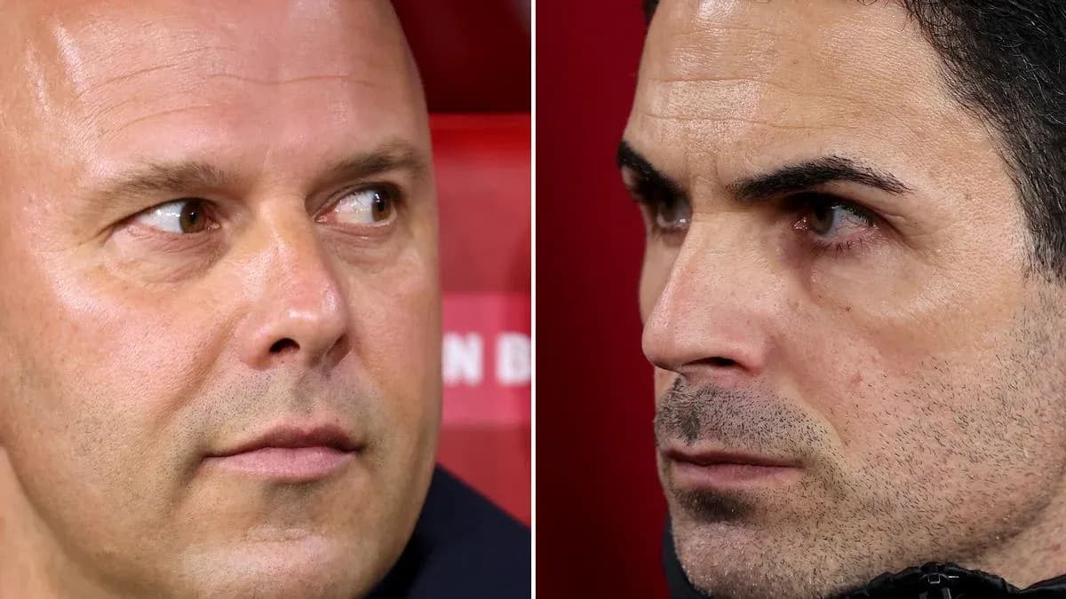 Two football managers in intense expressions during match