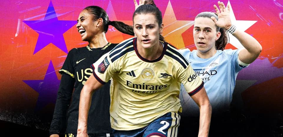 Three female football players from different teams