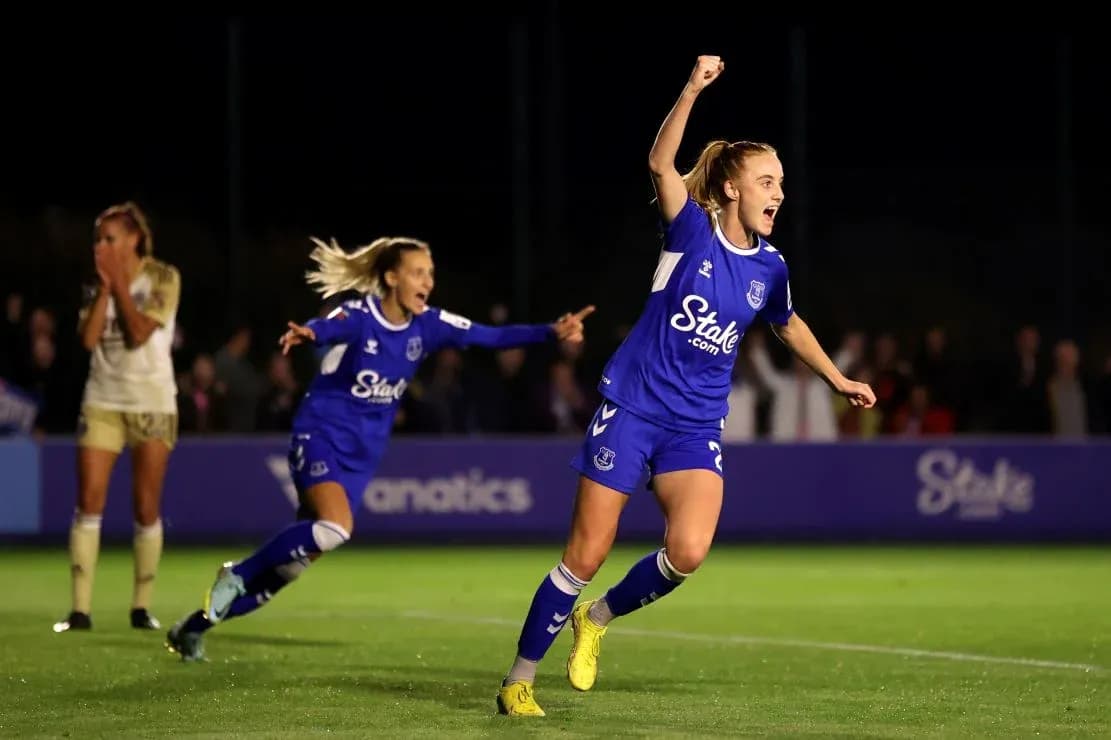 Everton player celebrating a goal during match