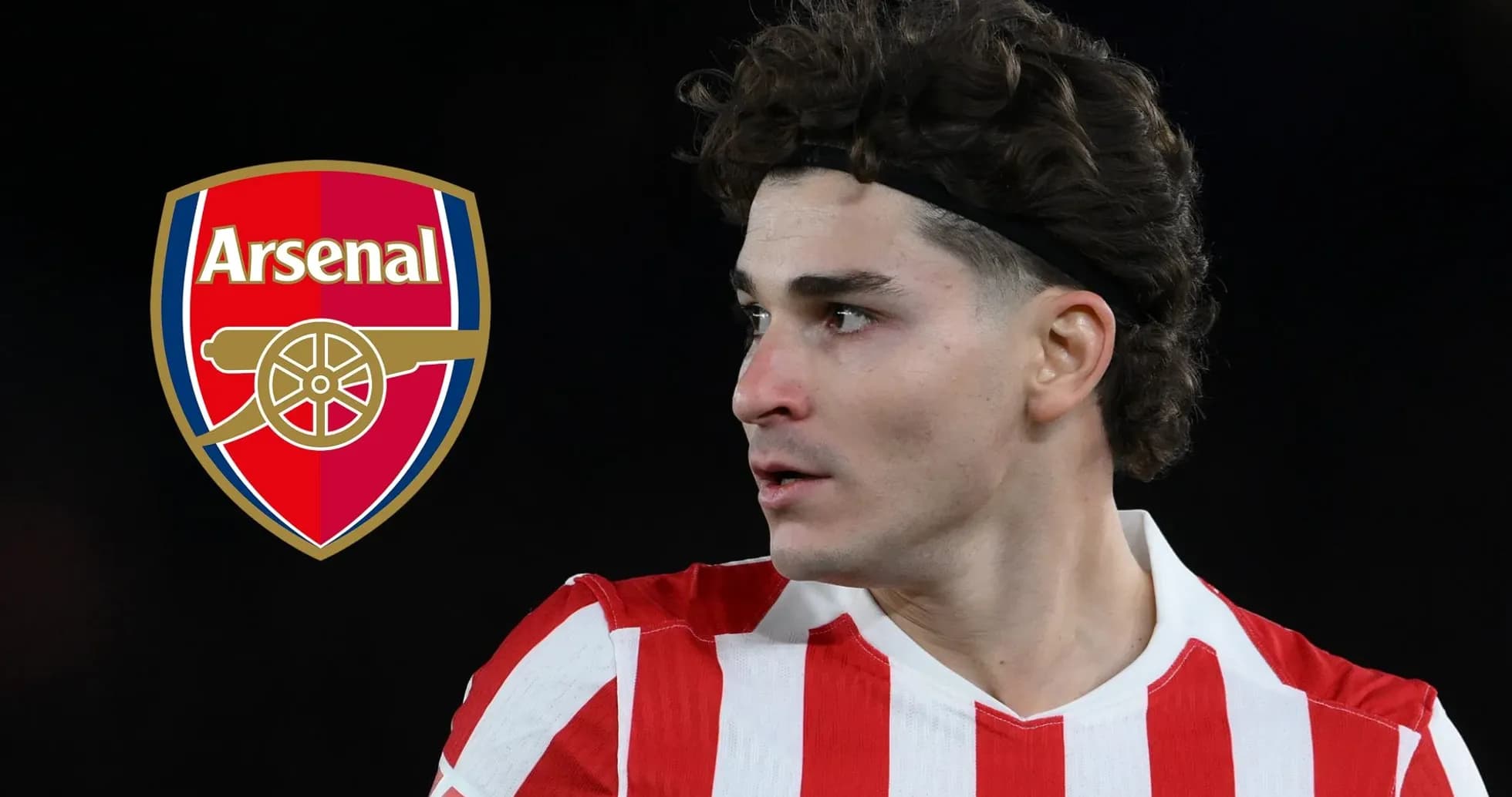 Player in red and white stripes with Arsenal logo