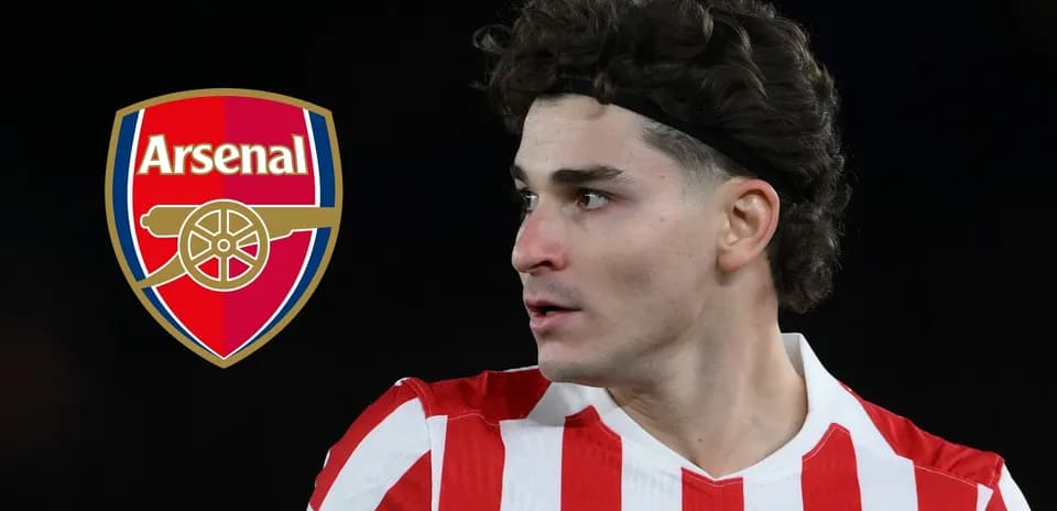 Player in red and white stripes with Arsenal logo